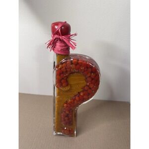 MSRF Chili Vinegar Question Mark Glass Bottle Red Chili Peppers Display 14"
